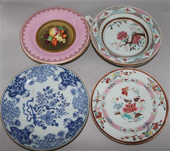 Six Chinese 18th Century plates & 1 19th Century continental plate